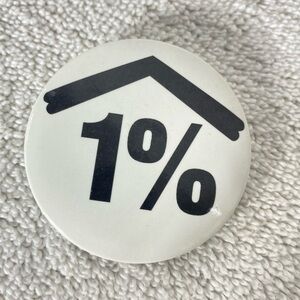 5/$35 Vintage White 1% Pin Back Button Badge